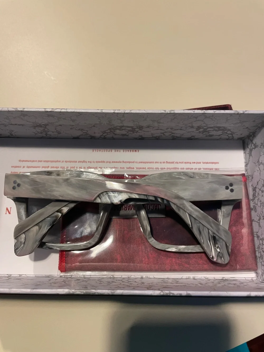 Marbled Gray Square Sunglasses - Gray Lenses